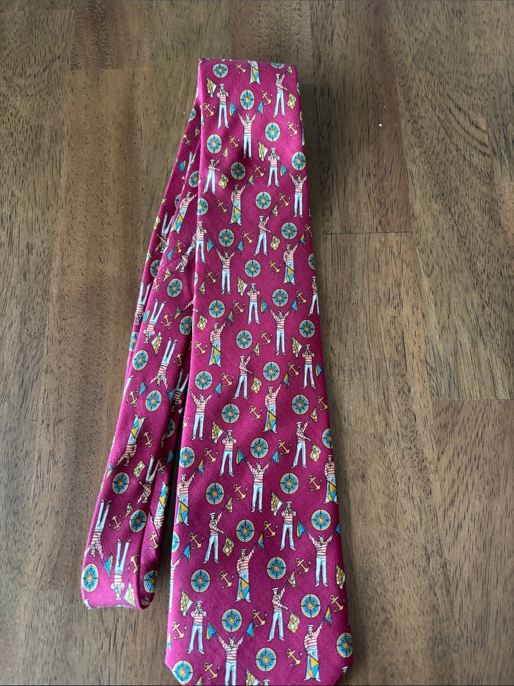 Salvatore Ferragamo Pink Nautical Print Tie